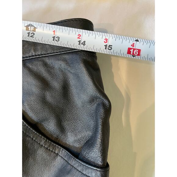 Vintage 100% Real Leather VENEZIA High Waist Straight Leg Pants ~MOTO SIZE 14/HO - Picture 8 of 10